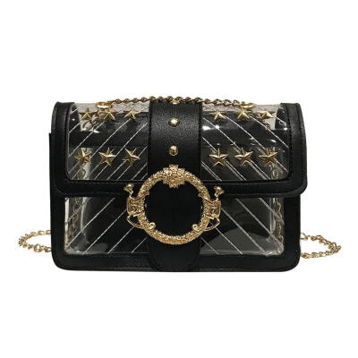 

2pcsset Stars Rivet Shoulder Handbags Clutch Women Clear Crossbody Bags
