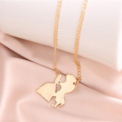 

Fashion Beauty&the Beast Necklace For Women Silver Gold Chain Charm Pendant Long Sweater Necklace Minimalist Jewelry Collier