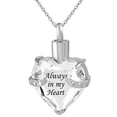 

Always in my heart Necklace for Ashes Love Heart Cremation Memorial Keepsake Pendant Necklace Jewelry 12 Month