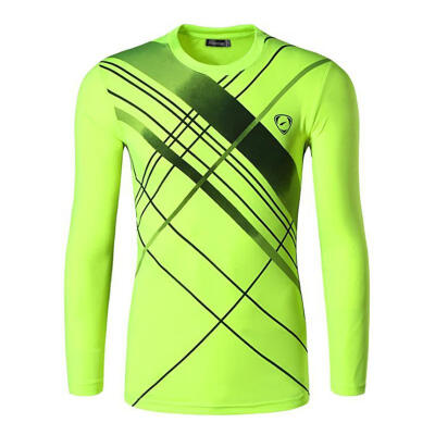 

Outdoor Sports Stripe Polyester Quick Drying Long Sleeve Mens T Shirt Fitness Cycling Moisture-Wicking Slim Fit T-Shirt