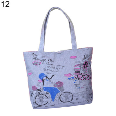 

Fashion Canvas Handbag Girl Single Shoulder Bag Zipper Shopping Travel Tote