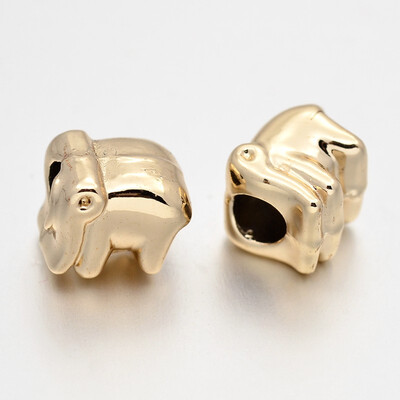 

Cadmium Free & Nickel Free & Lead Free Unfading Alloy European Beads Large Hole Elephant Beads Golden 10x11x9mm Hole 5mm