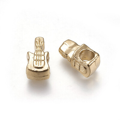 

Alloy European Beads Large Hole Beads Guitar Golden 16x8x75mm Hole 5mm
