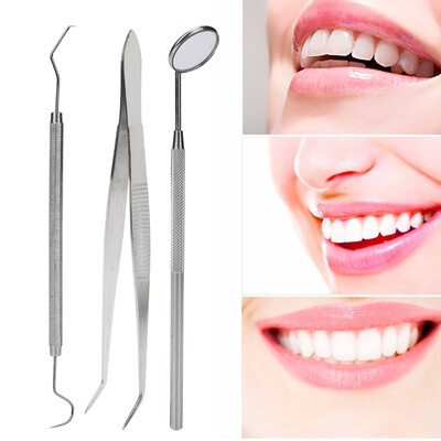

Greensen 3pcsset Stainless Steel Dental Tool Mouth Mirror Probe Plier Tweezer Teeth Clean Hygiene Kit