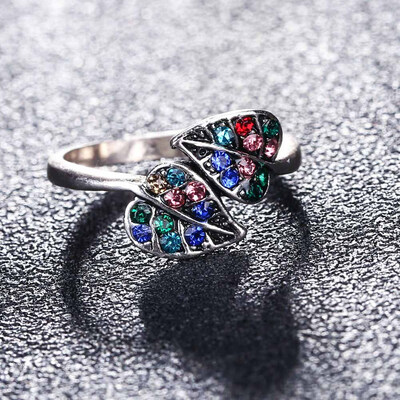 

Engagement Rings Wedding Anniversary Bride Women The Princess Colorful Leaf Ring