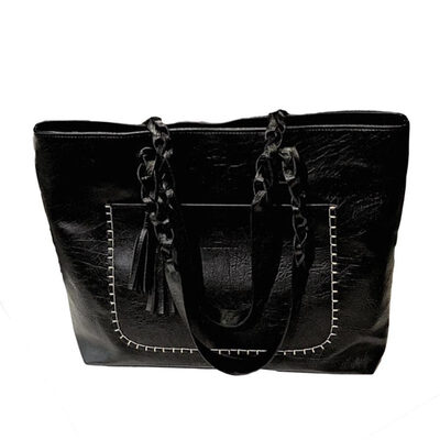 

Large Capacity Womens Vintage Faux Leather Tote Shoulder Bag Zipper Handbag