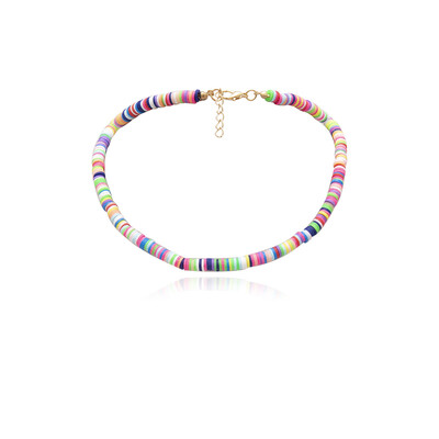 

Colorful Bohemia Style Small Acrylic Beaded Necklaces For Women Gold Extend Chain Short Choker Necklace New Jewelry