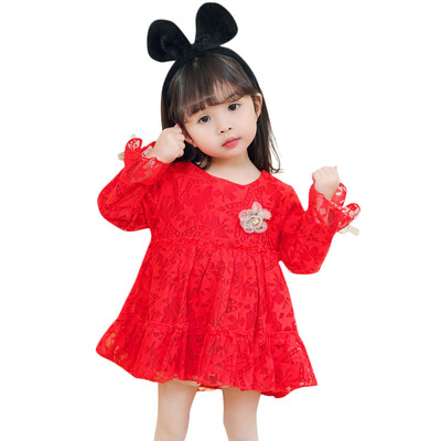 

Infant Toddler Baby Girls Flare Sleeve Lace Design Dress Flower Princess Dress