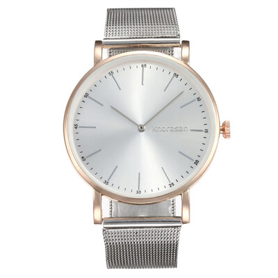 

Womens alloy mesh belt watch fashion two-needle casual stone