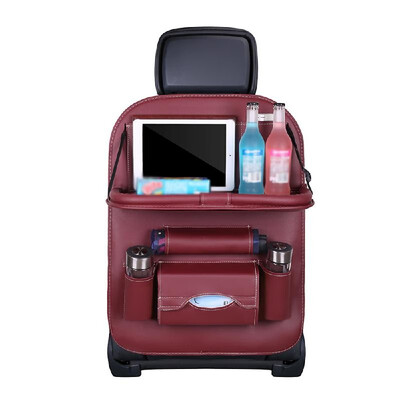 

New Car Seat Back Bag Folding Table Organizer Pad Drink Chair Storage Pocket Box Automobile Accessories Pink