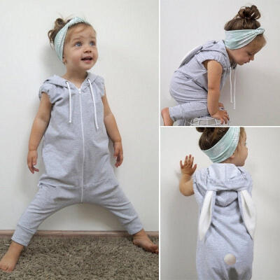 

Newborn Infant Baby Boy Girl Kids Grey Rabbit Cotton Romper Jumpsuit Bodysuit Clothes Outfit