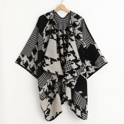 

Female autumn&winter new houndstooth lattice scarf double-sided dual-use summer air-conditioned room split cloak cloak