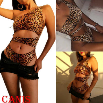 

Women Sexy Jumpsuit Bodycon Bodysuit Leopard Top Romper Blouse Sleeveless Shirts