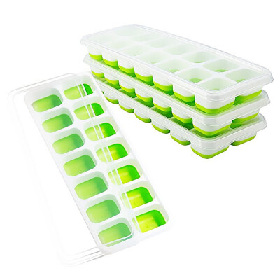 

Silicone 14 Trays Ice Grid Molds with Spill-Resistant Removable Lid 2PCS