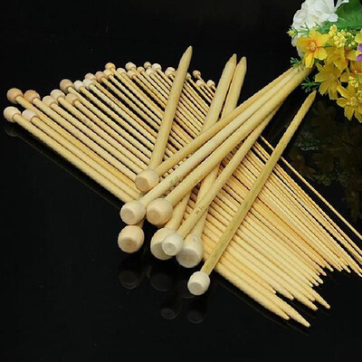

18 Pieces Single Pointed Bamboo Wood White Knitting Knitted Sweater Needles Crochet