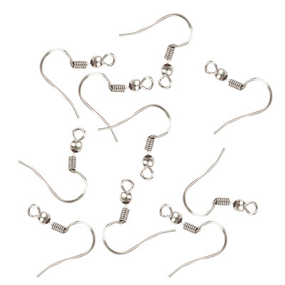 

Wholesale 100 Pcs Silver Earrings Hook Coil Ear Wires Bulk Jewelry Making DIY