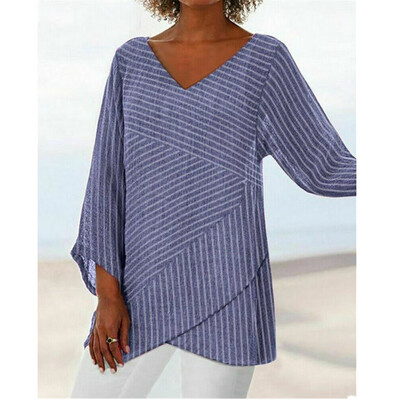 

Women Long Sleeve Linen Baggy Blouse Shirt Ladies Summer Tunic Tops