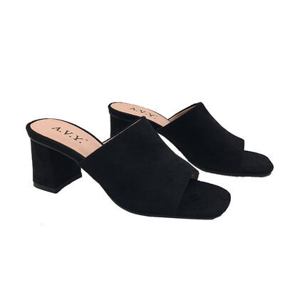

AVY 2019 summer new retro style simple&fashionable Muller high heel one foot female sandals 7590
