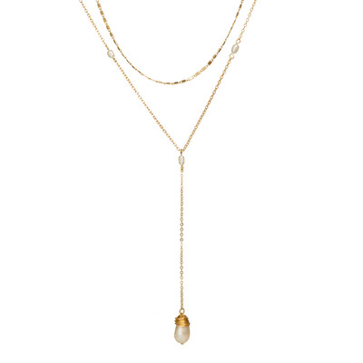 

Initial Letters Shell Pearl Necklace Women Gold Color Chain 2019 Fashion Long Necklaces Big Pendant Statement Collier Femme