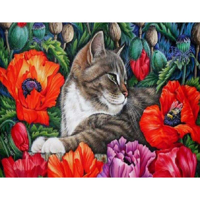 

5D DIY Diamond Painting Flower Cat Cross Stitch Embroidery Rhinestones Kits