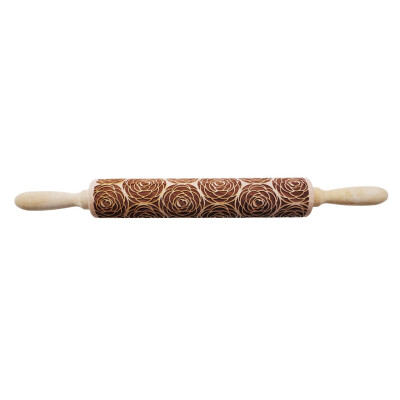 

〖Follure〗Rolling Pin Engraved Carved Wood Embossed Rolling Pin Kitchen Tool