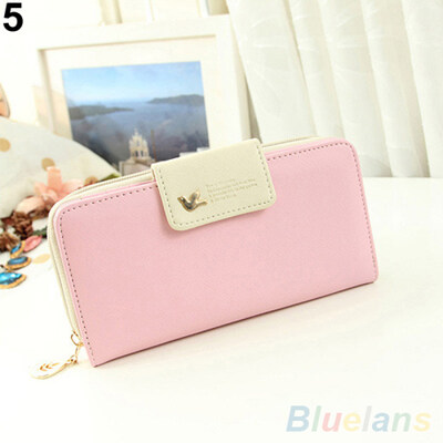 

Womens Zipper Faux Leather Card Phone Holder Clutch Wallet Long Purse Handbag