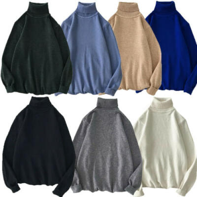 

US Winter Mens Slim Warm Knitted Pullover Jumper Sweater Turtleneck Soft Tops