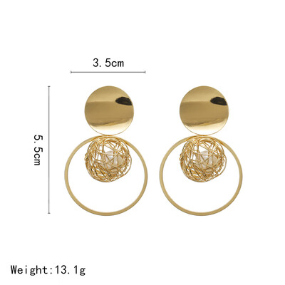 

Vintage Gold Drop Earrings For Women 2019 Geometric Drop Earring Big DIY Wedding Irregular Freshwater Pearl Fashion Jewelry