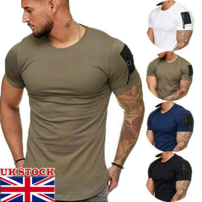 

Mens Short Sleeve Tee Shirt Slim Fit Casual Blouse Top Summer Clothing Muscle