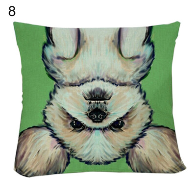 

45x45cm Cute Dog Print Throw Pillow Case Linen Cushion Cover Home Decoration