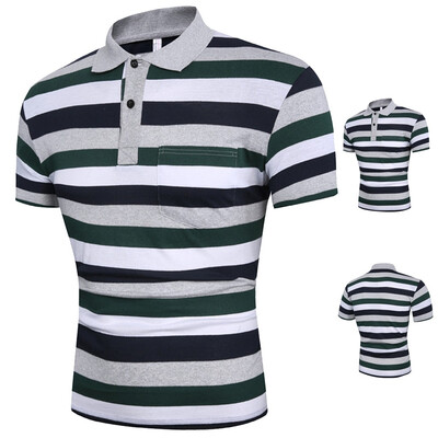 

Toponeto Mens Summer Slim Fit Turn-down Collar Shirt Short Sleeve Pocket Top Blouse