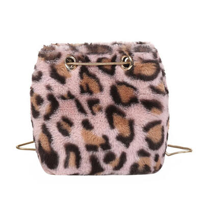 

Fashion Women Leopard Print Shoulder Bags Plush Casual Crossbody Bucket Bag