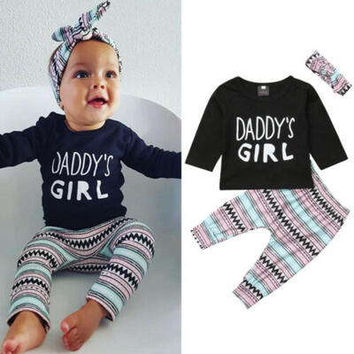 

Toddler Infant Baby Girl Letter Print Romper JumpsuitLong Pants Headband Outfit