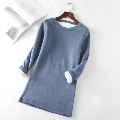 

Fashion Women Autumn Winter Bottom T-shirt Long Plus Thick Velvet Slim Warm Top Tee Tunic Basic Casual Pullovers Blouse