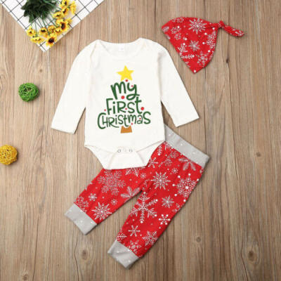 

3PCS Newborn Infant Baby Girls Clothes Playsuit Romper Pants Bodysuit Outfit Set