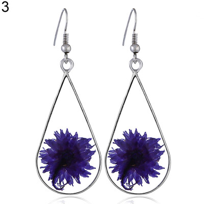 

Fashion Women Dried Flowers Dangle Ear Drops Teardrop Hook Earrings Jewelry Gift