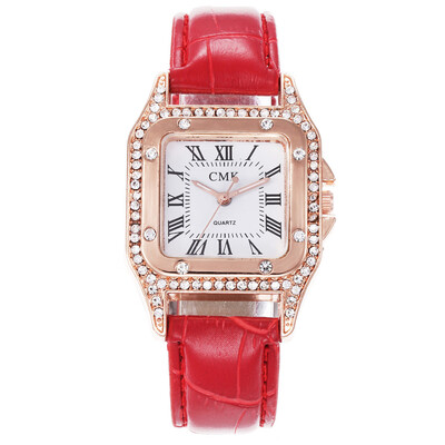 

Explosion models ladies full diamond square shell quartz watch fashion student watch female models