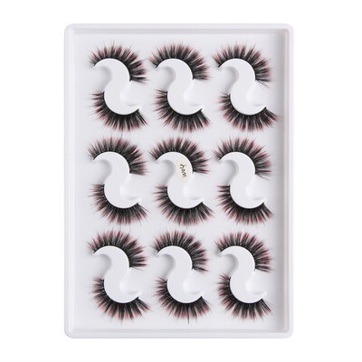 

Gobestart 9 Pairs Of 3D Mink With Color Soft Long Curly And Warped Many Layer Eyelashes