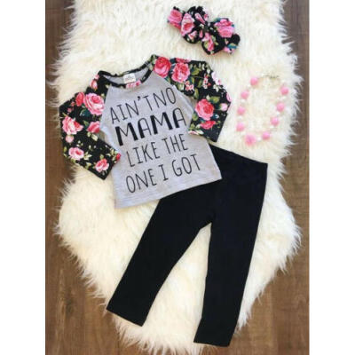 

UK Stock Kids Baby Girls Floral Tops T-shirtPants Leggings Outfit Clothes Sets