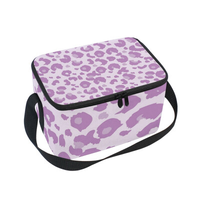 

ALAZA Lunch Box Insulated Lavender Leopard Lunch Bag Large Cooler Tote Bagfor Men Women