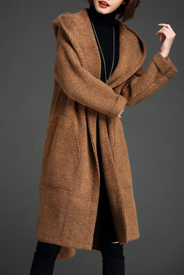 

Hooded Slit Open Front Walker Coat