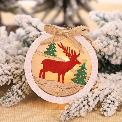 

〖Follure〗LED Light Wooden Cute Christmas Tree Hanging Ornaments Holiday Decoration