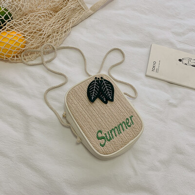 

2019 summer new style art&music department small square bag casual Messenger bag female fashion leaf woven shoulder mobile phone bag