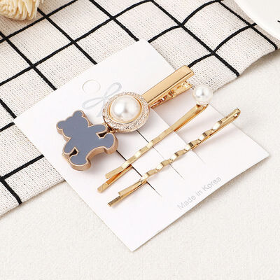 

3pcs Cute Bear Hair Clips for Children Baby Girls Hair Accessories Cute Cartoon Fruit Animal Hairpins Metal Color Barrettes