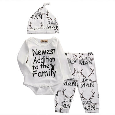 

Lovely 3pcs Newborn Infant Boy Xmas Romper Pant Hat Outfit Set Clothes