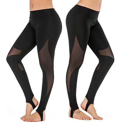 

Fashion Women Mid Waist Yoga Pants Perspective Running Sports Leggings