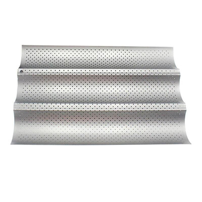 

Non-Stick Perforated French Bread Pan Baguette Mold Wave Baker Baking Tool
