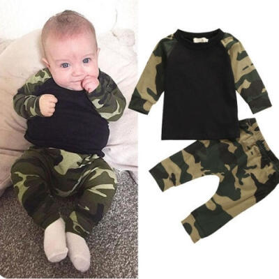 

Camouflage Newborn Baby Boys Kids Cotton T-shirt Tops Pants Outfit Clothes Set