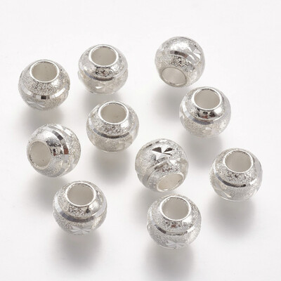 

Alloy European Beads Large Hole Beads Rondelle Silver 10x8mm Hole 4mm