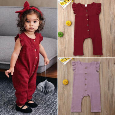 

Newborn Baby Girl Infant Summer Clothes Solid Sleeveless Romper Jumpsuit Sunsuit